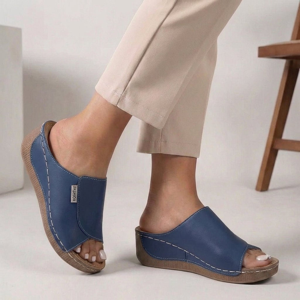 Ortopædiske Kilesko Sandaler Slip-On Åben Tå Dame - Blue