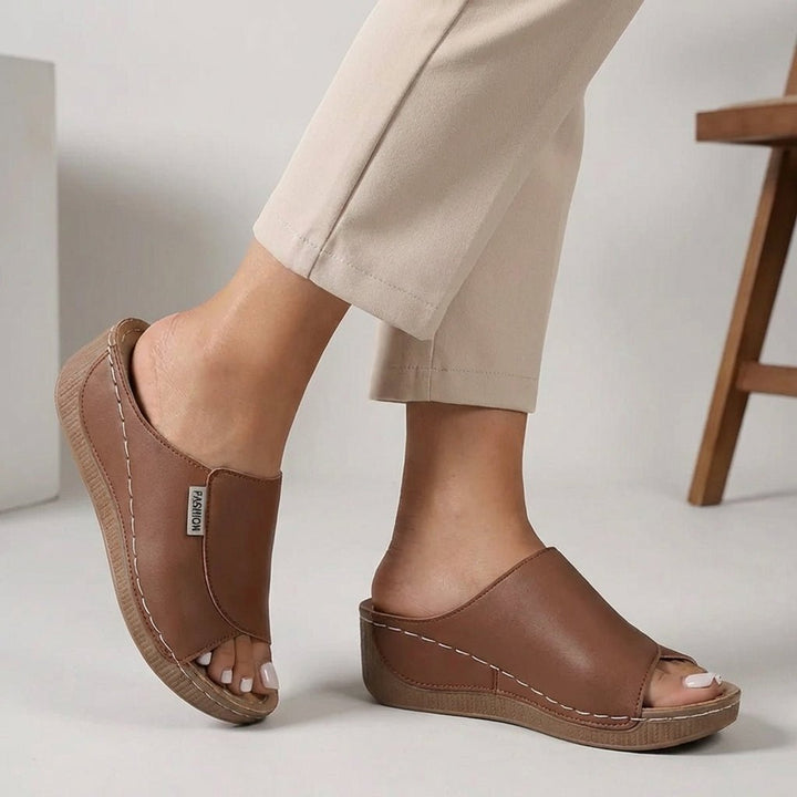 Ortopædiske Kilesko Sandaler Slip-On Åben Tå Dame - Brown