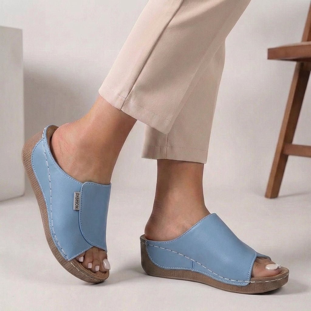 Ortopædiske Kilesko Sandaler Slip-On Åben Tå Dame - Light Blue