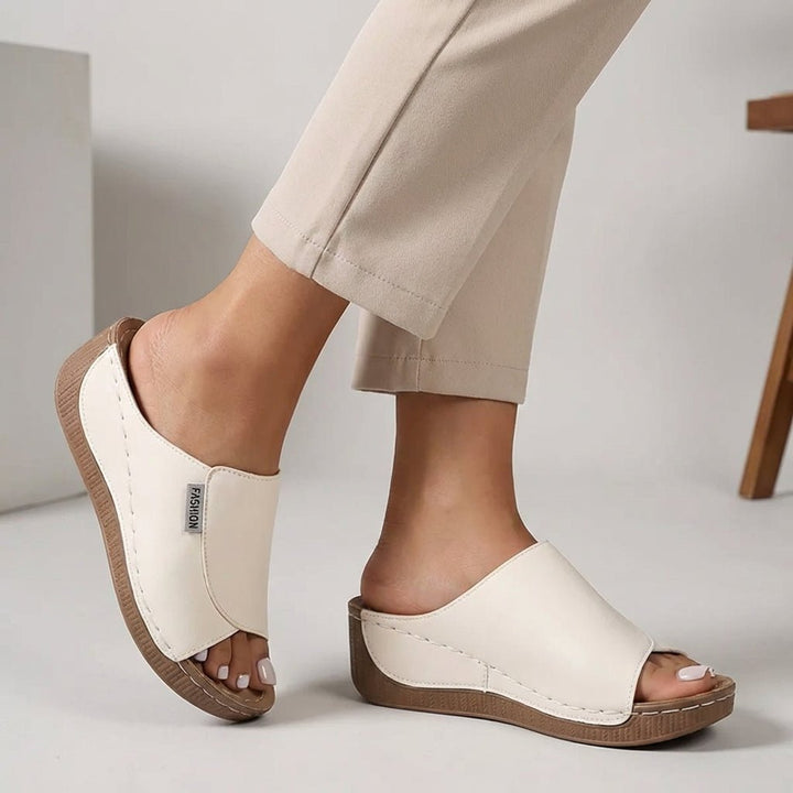 Ortopædiske Kilesko Sandaler Slip-On Åben Tå Dame - White