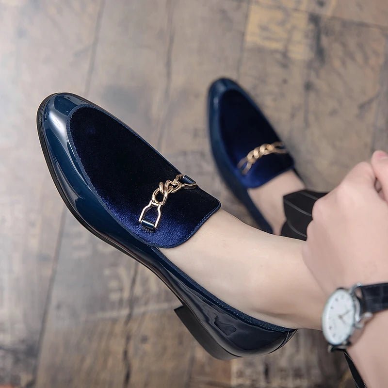 Ortopædiske Loafers Slip-On Velour Guldkæde Komfort - Blue