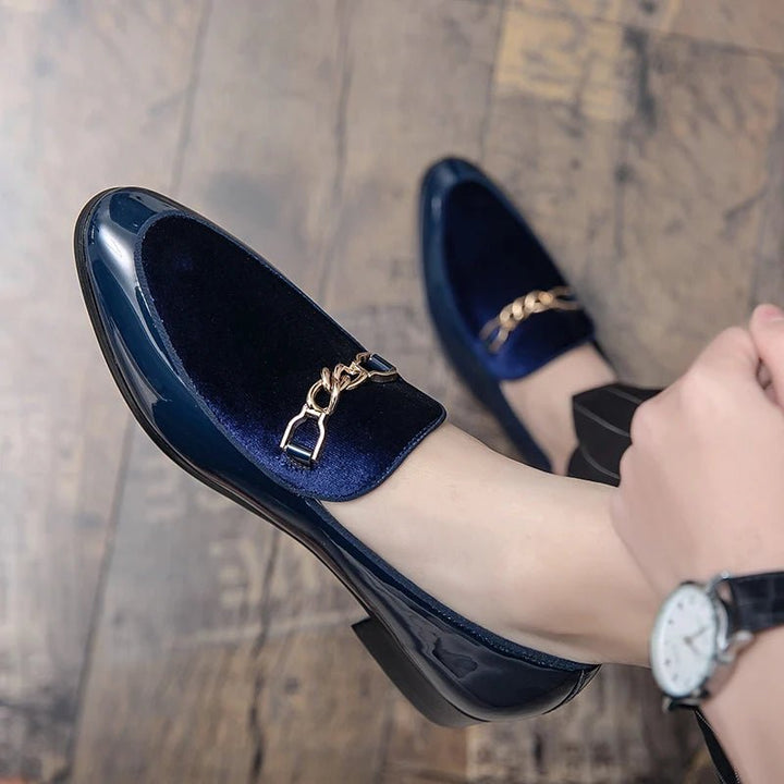 Ortopædiske Loafers Slip-On Velour Guldkæde Komfort - Blue