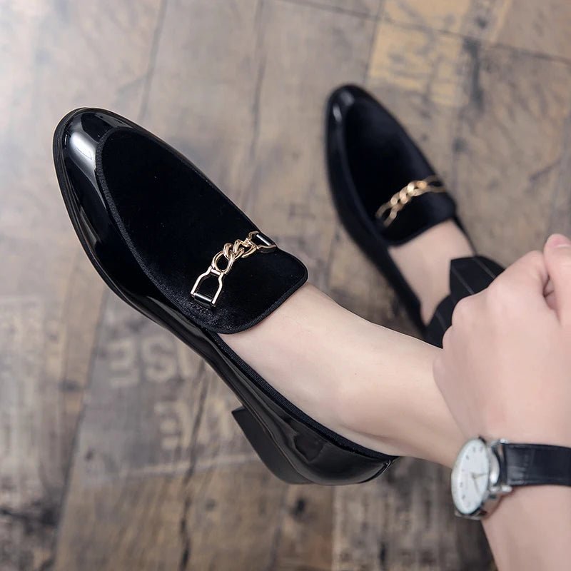 Ortopædiske Loafers Slip-On Velour Guldkæde Komfort - Black