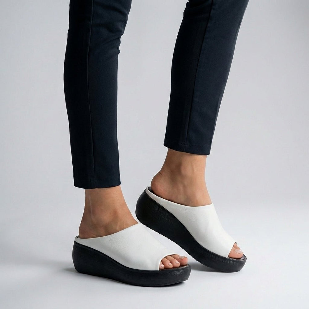 Ortopædiske Plateau Sandaler Slip-On Åben Tå Komfort - White