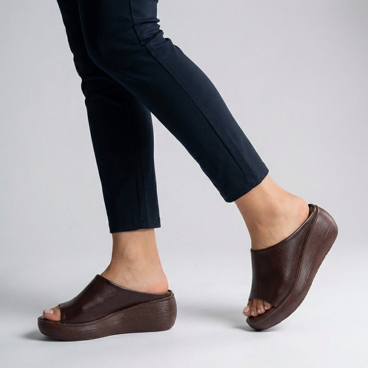 Ortopædiske Plateau Sandaler Slip-On Åben Tå Komfort - Brown