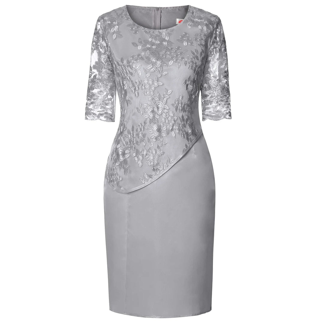 Plus Size Midi Kjole Blonde Detaljer Elegant Festkjole