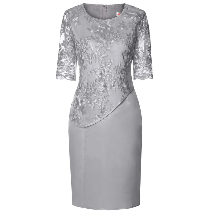 Plus Size Midi Kjole Blonde Detaljer Elegant Festkjole