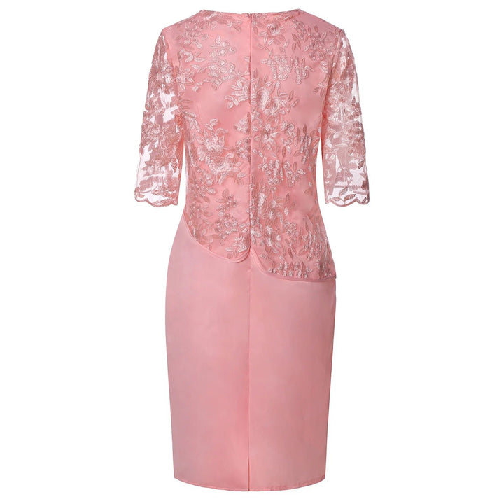 Plus Size Midi Kjole Blonde Detaljer Elegant Festkjole