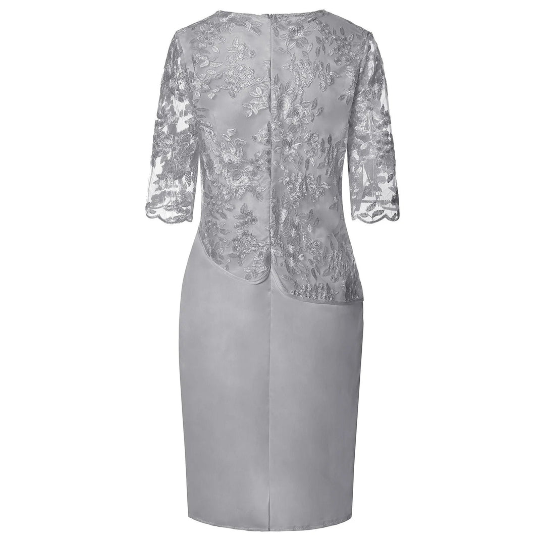 Plus Size Midi Kjole Blonde Detaljer Elegant Festkjole