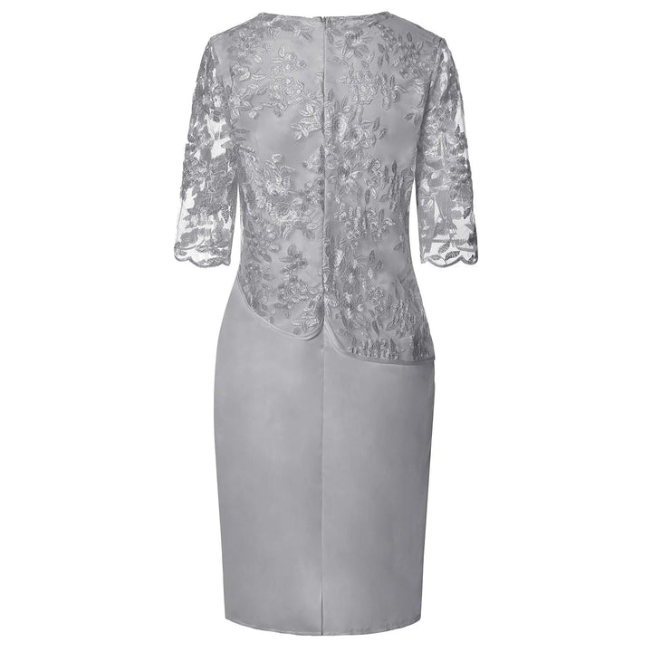 Plus Size Midi Kjole Blonde Detaljer Elegant Festkjole