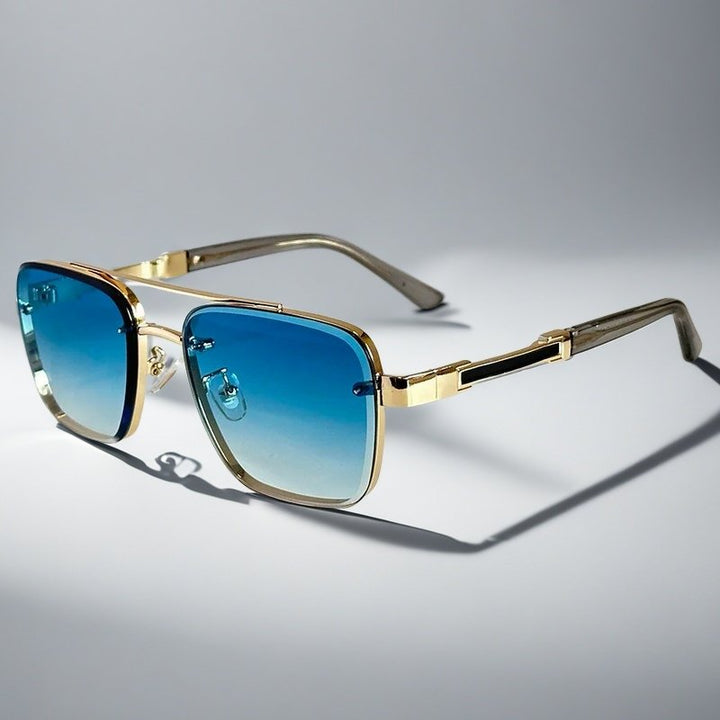 Sunglasses Aviator Firkantet Guld Metal Gradient - Blue