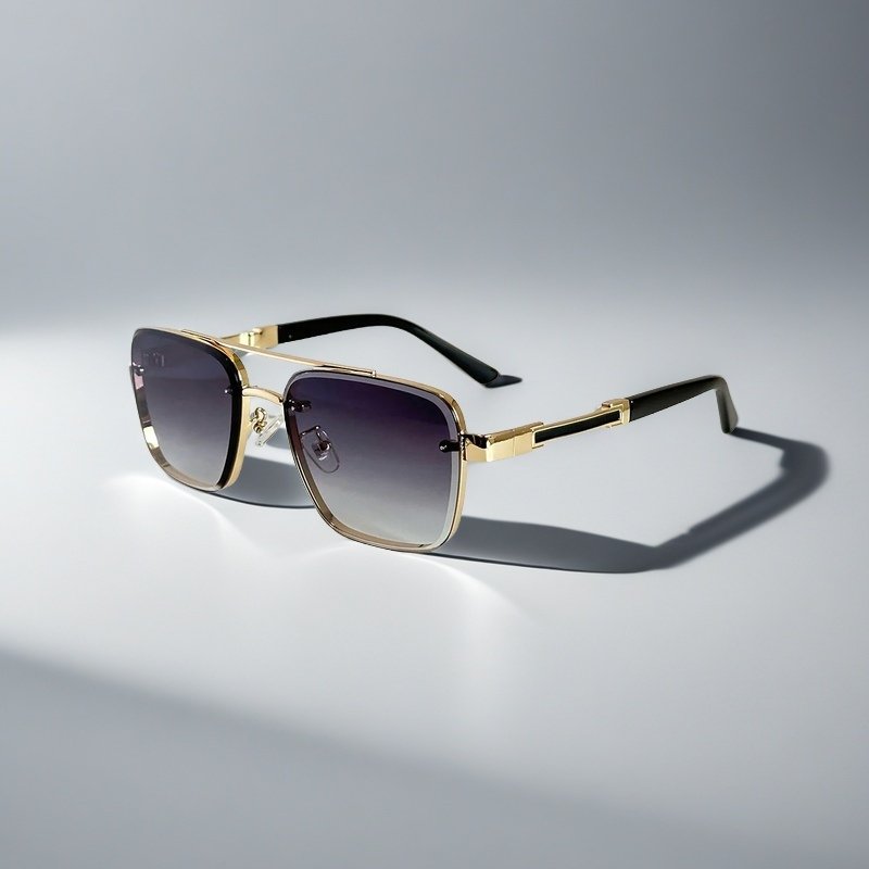 Sunglasses Aviator Firkantet Guld Metal Gradient - Purple