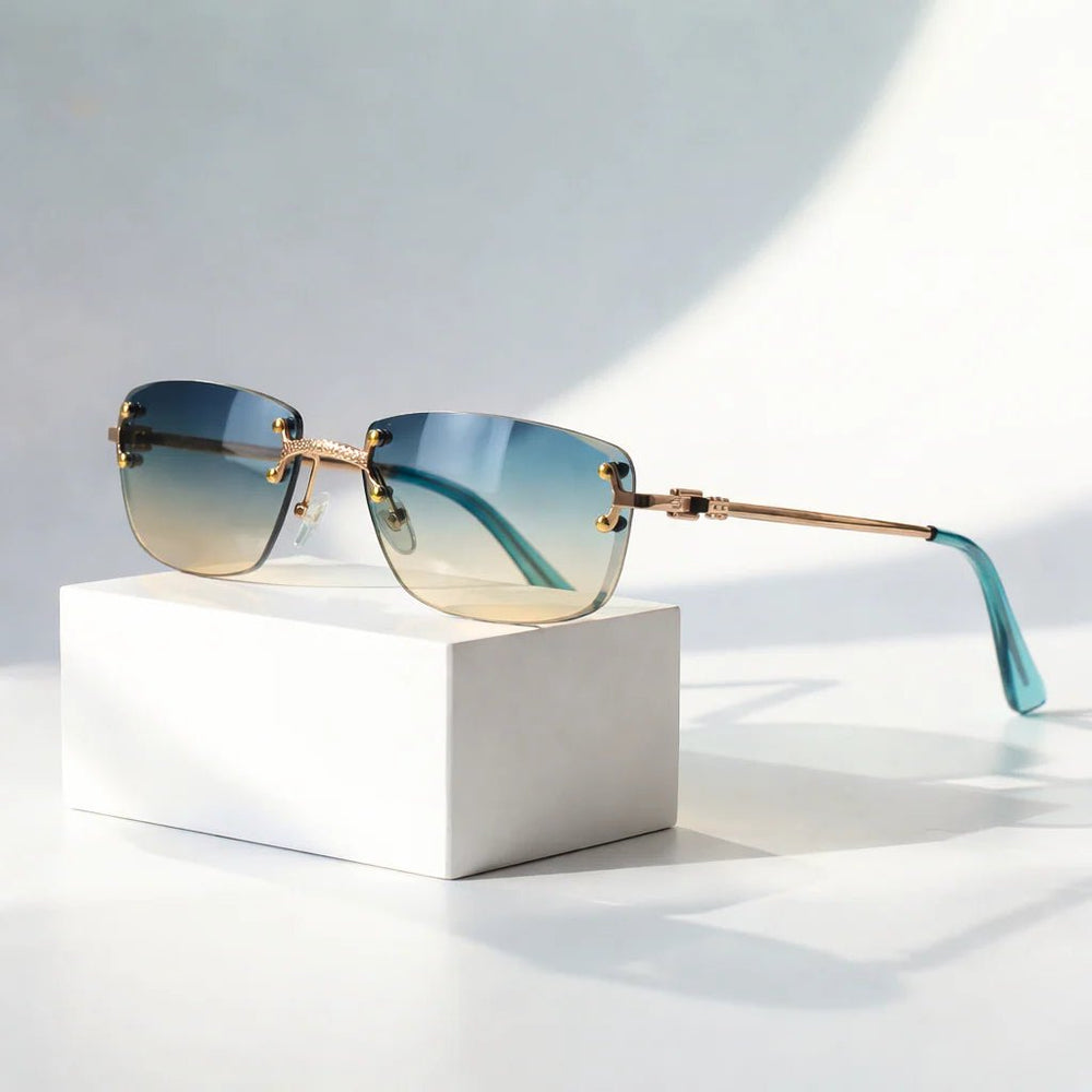 Sunglasses Aviator Gradient Metal Rimless UV400