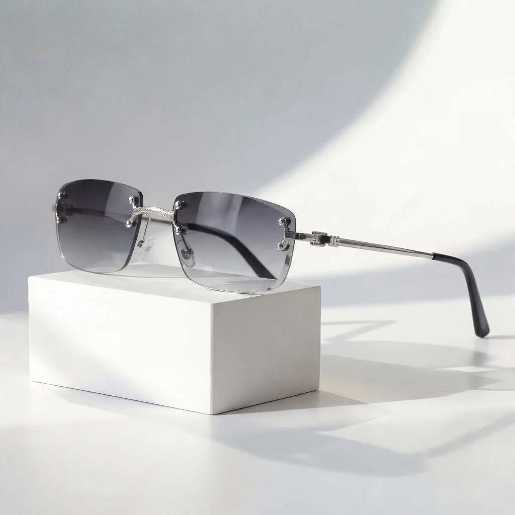 Sunglasses Aviator Gradient Metal Rimless UV400
