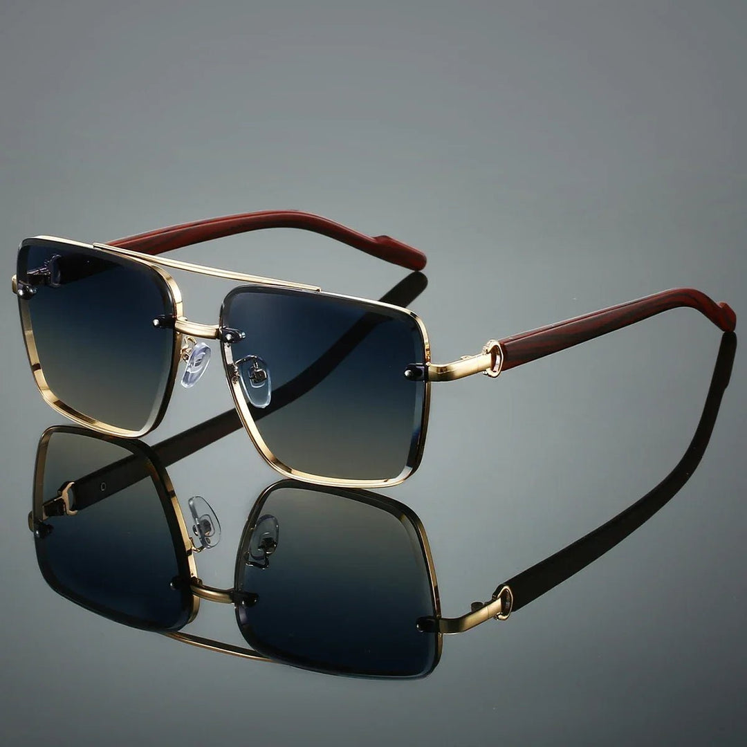 Sunglasses Aviator Guld Træ Stel UV Beskyttelse - Gold