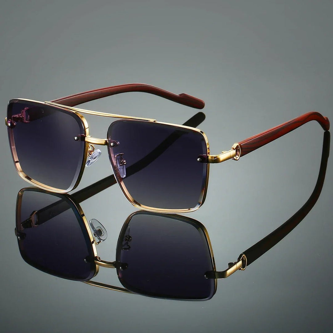 Sunglasses Aviator Guld Træ Stel UV Beskyttelse - Gray