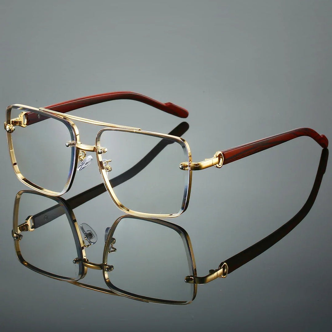 Sunglasses Aviator Guld Træ Stel UV Beskyttelse - White