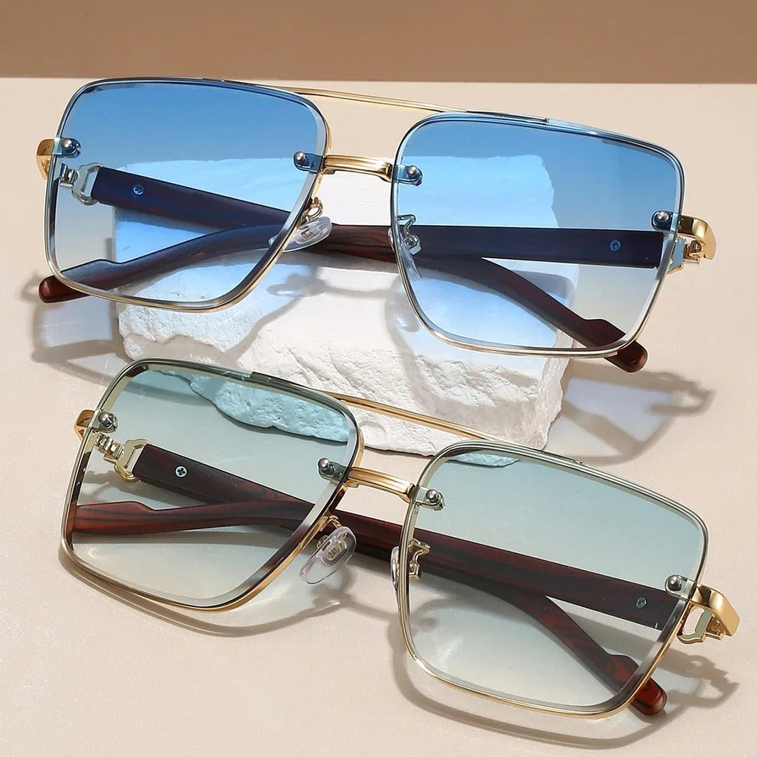Sunglasses Aviator Guld Træ Stel UV Beskyttelse
