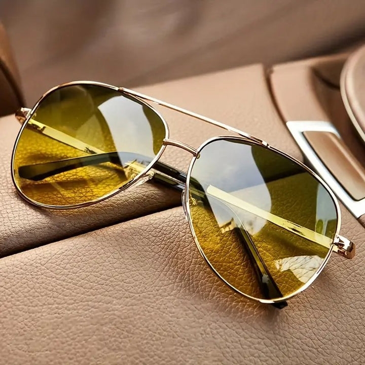 Sunglasses Aviator Retro Guld Ramme Gradient Linser - Gold