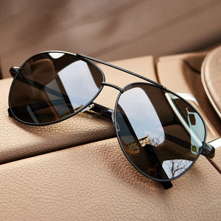 Sunglasses Aviator Retro Guld Ramme Gradient Linser - Black