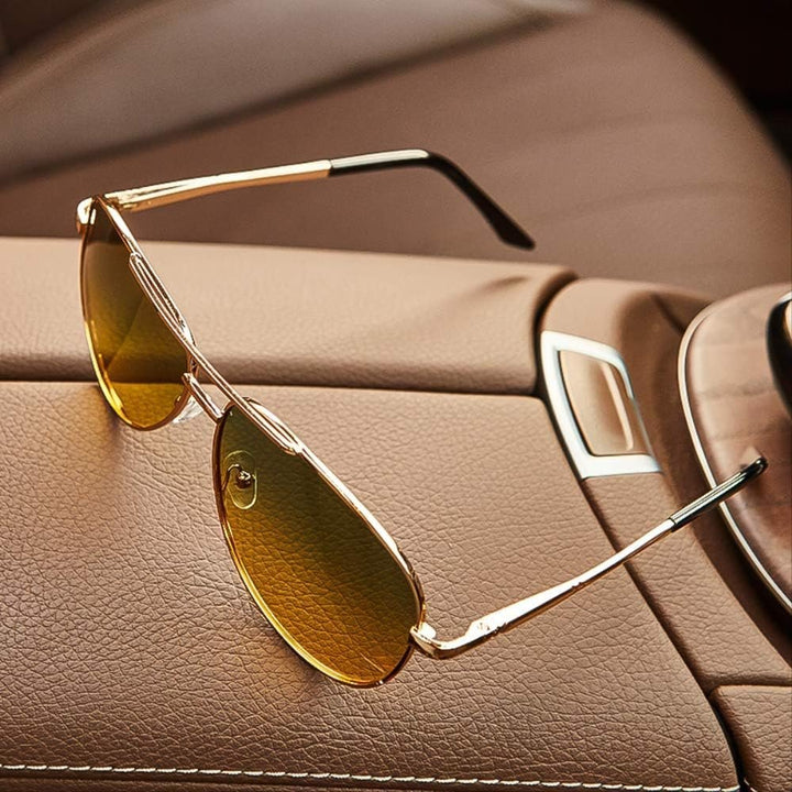 Sunglasses Aviator Retro Guld Ramme Gradient Linser