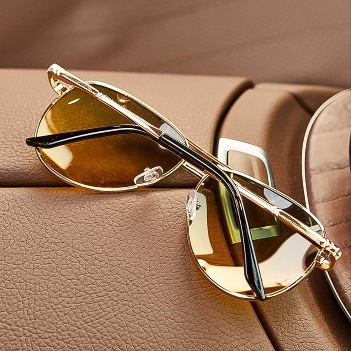 Sunglasses Aviator Retro Guld Ramme Gradient Linser