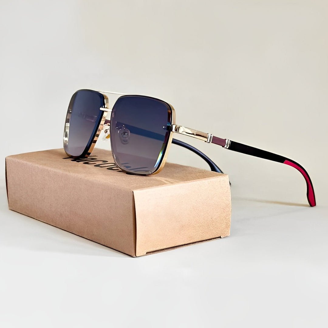 Sunglasses Aviator UV400 Beskyttelse Gradient Linser - Black (Red-Arms)