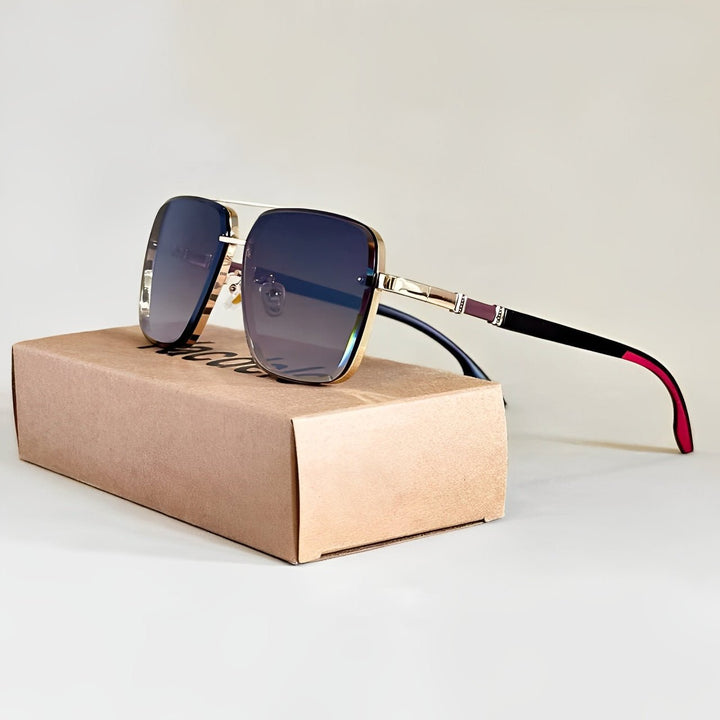 Sunglasses Aviator UV400 Beskyttelse Gradient Linser - Black (Red-Arms)
