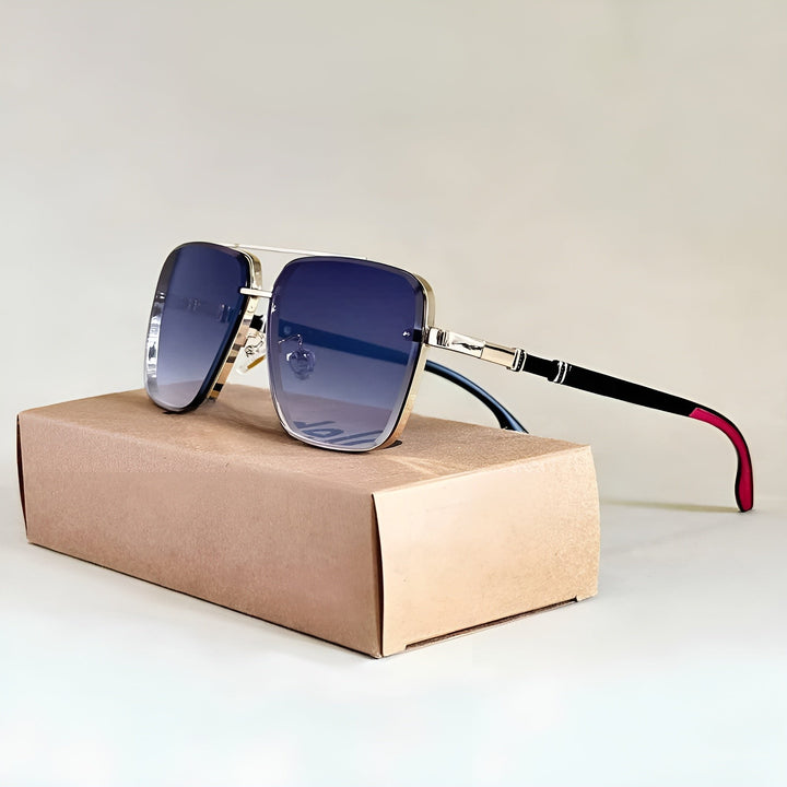Sunglasses Aviator UV400 Beskyttelse Gradient Linser - Indigo (Red-Arms)
