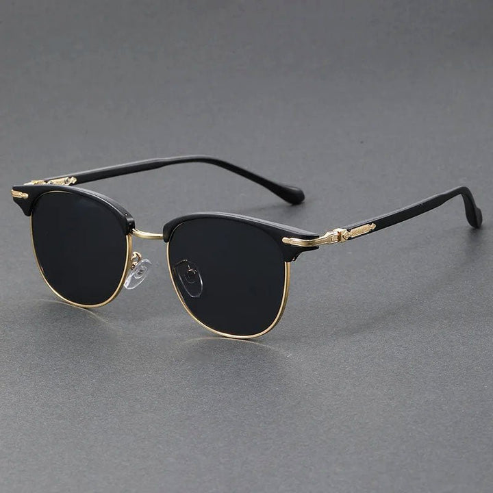 Sunglasses Clubmaster Metal Halvramme Vintage Stil - Gold