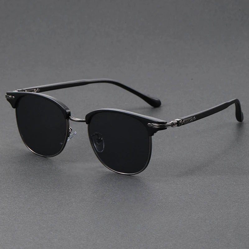 Sunglasses Clubmaster Metal Halvramme Vintage Stil - Black
