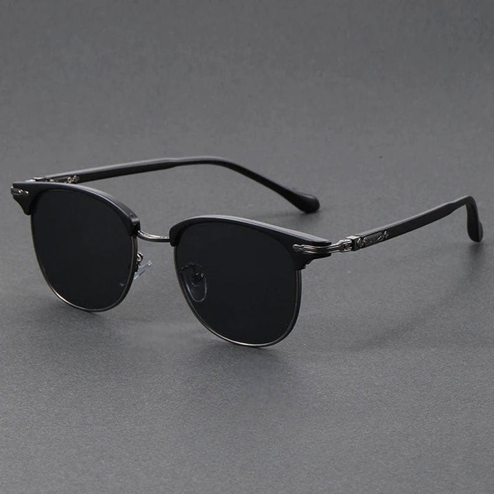 Sunglasses Clubmaster Metal Halvramme Vintage Stil - Black