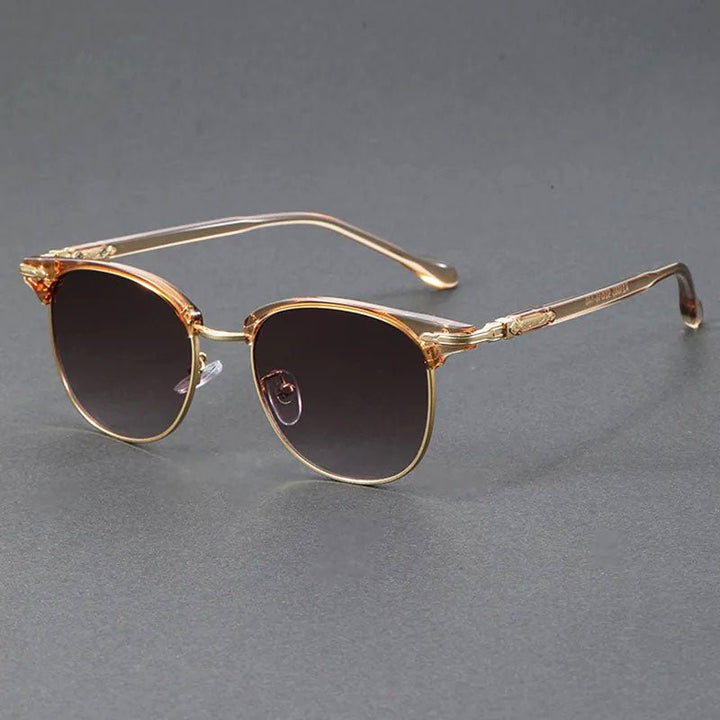 Sunglasses Clubmaster Metal Halvramme Vintage Stil - Brown