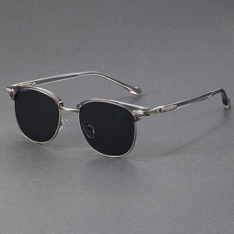 Sunglasses Clubmaster Metal Halvramme Vintage Stil - Silver