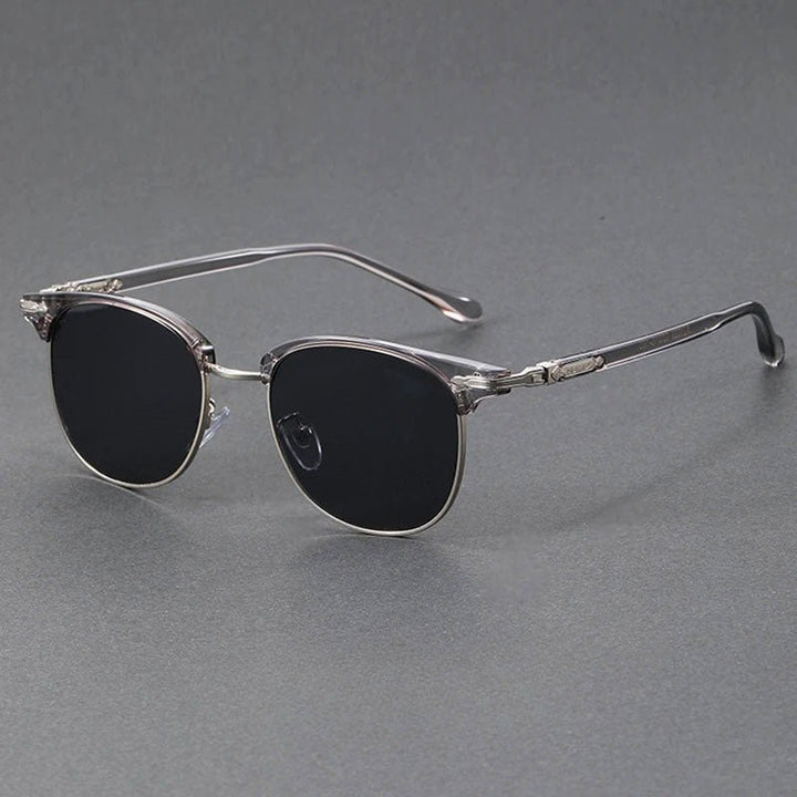 Sunglasses Clubmaster Metal Halvramme Vintage Stil - Silver