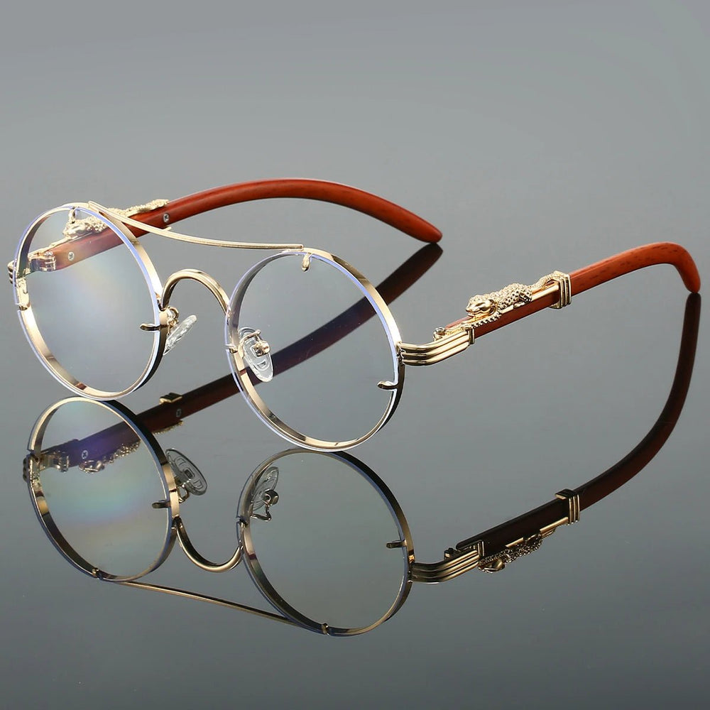 Sunglasses Double Bridge Vintage Guld UV400 - Golden Transparent