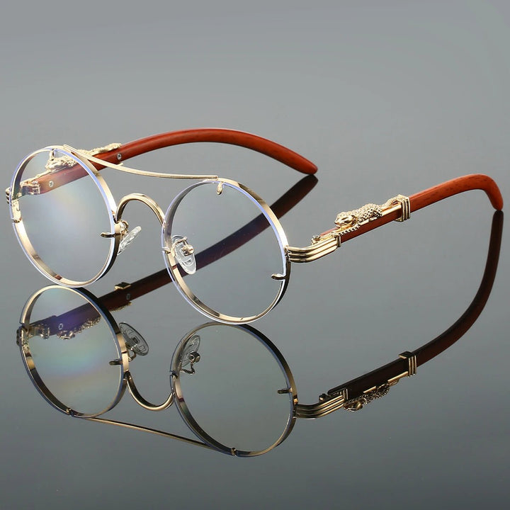 Sunglasses Double Bridge Vintage Guld UV400 - Golden Transparent