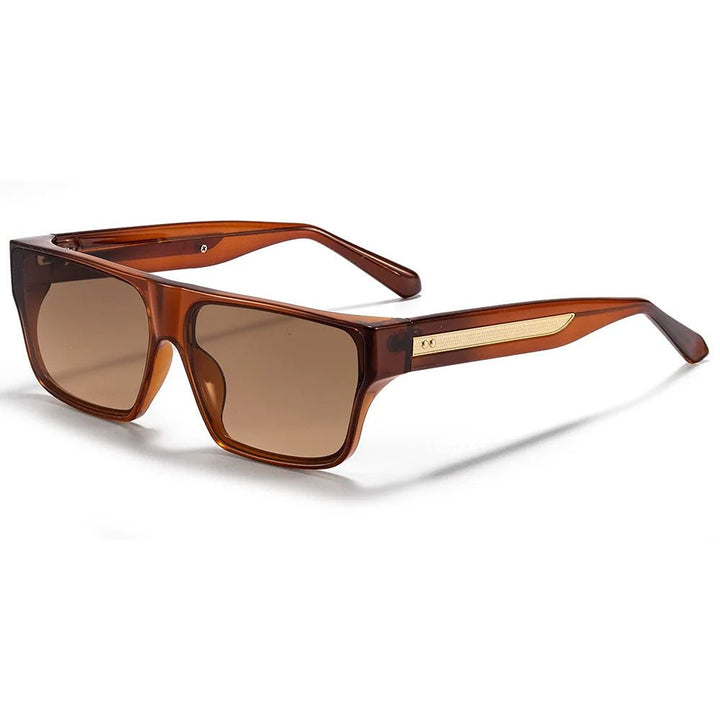 Sunglasses Firkantede Brune Polariserede UV400 Beskyttelse - Bronze