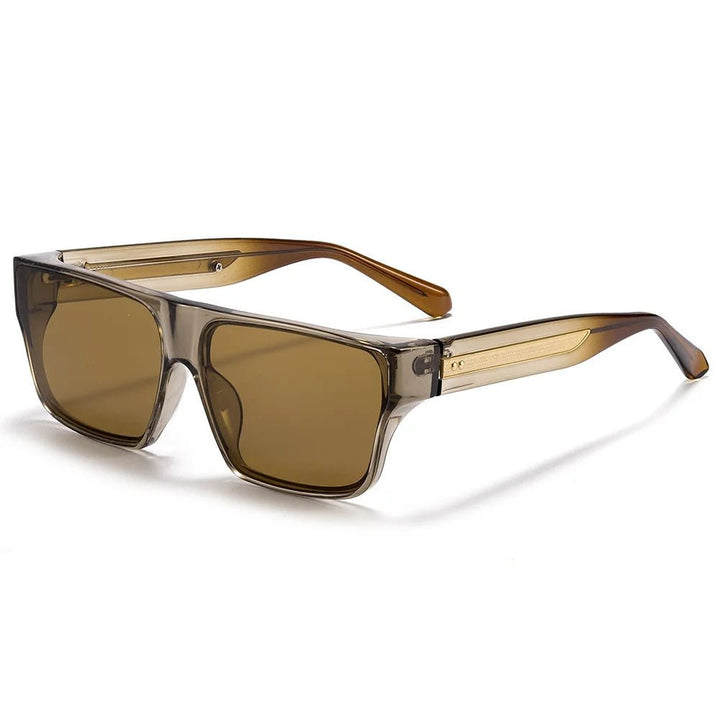 Sunglasses Firkantede Brune Polariserede UV400 Beskyttelse - Gold