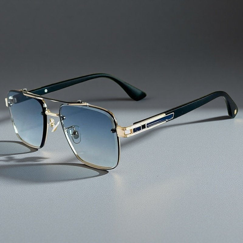 Sunglasses Firkantede Gradient Linser Dobbelt Bro Design - Blue