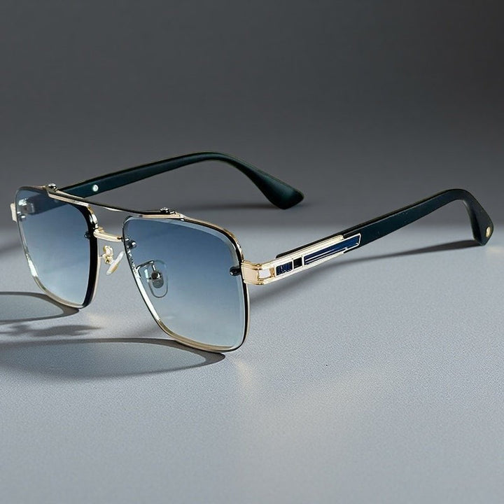 Sunglasses Firkantede Gradient Linser Dobbelt Bro Design - Blue