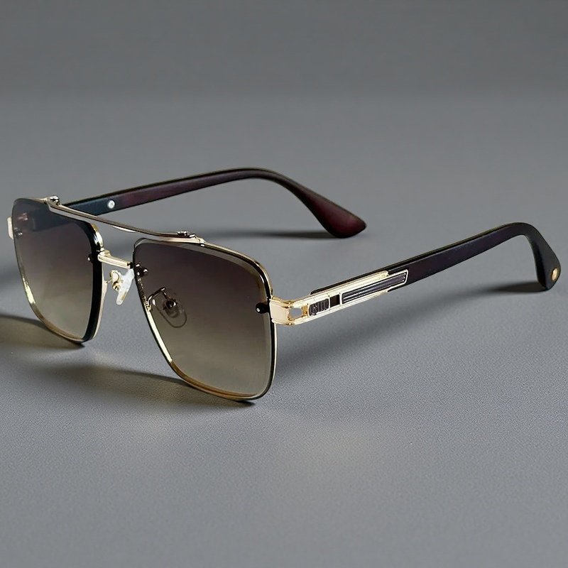 Sunglasses Firkantede Gradient Linser Dobbelt Bro Design - Brown