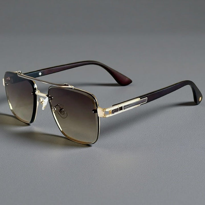 Sunglasses Firkantede Gradient Linser Dobbelt Bro Design - Brown