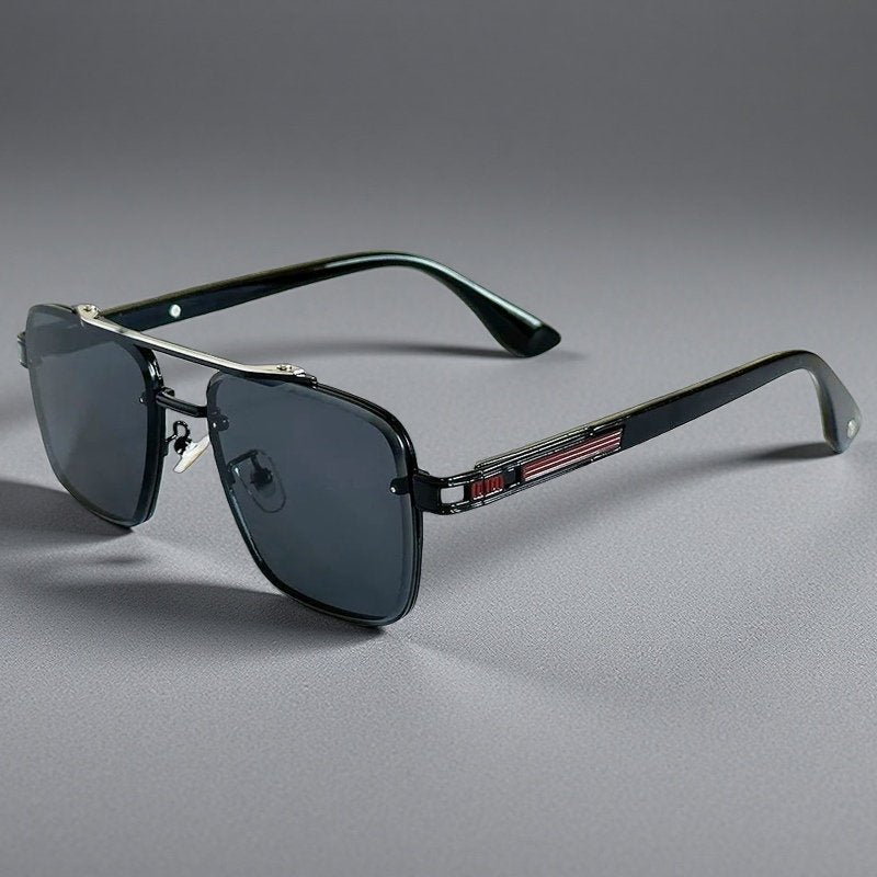 Sunglasses Firkantede Gradient Linser Dobbelt Bro Design - Black