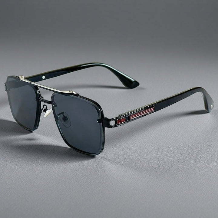 Sunglasses Firkantede Gradient Linser Dobbelt Bro Design - Black