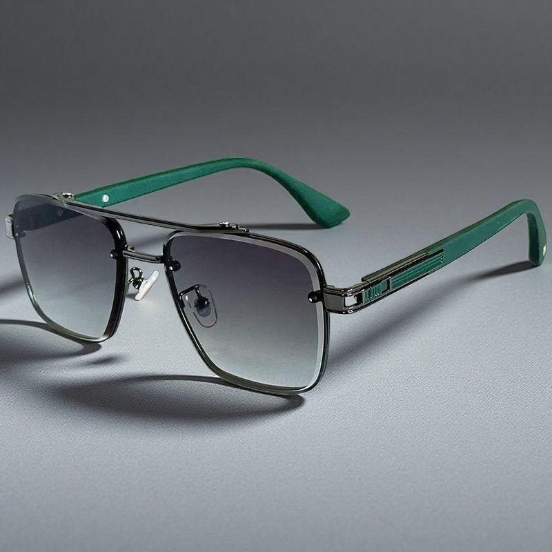 Sunglasses Firkantede Gradient Linser Dobbelt Bro Design - Green