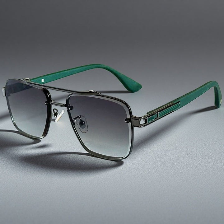 Sunglasses Firkantede Gradient Linser Dobbelt Bro Design - Green