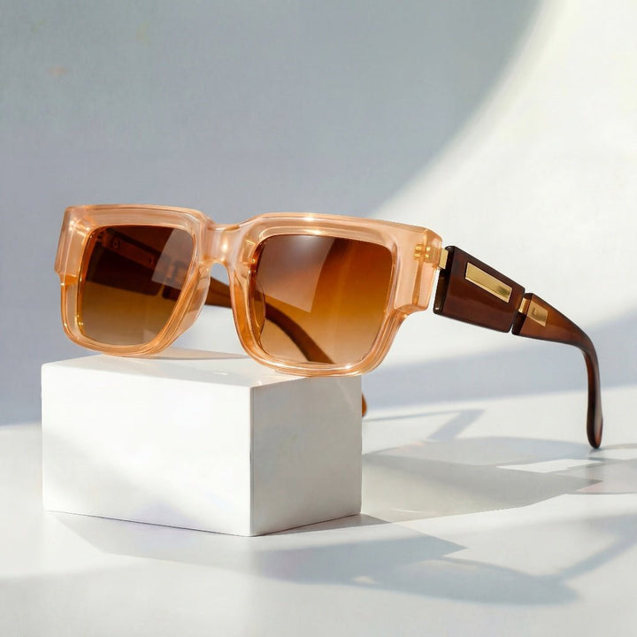 Sunglasses Firkantede Rammer UV400 Beskyttelse - Brown