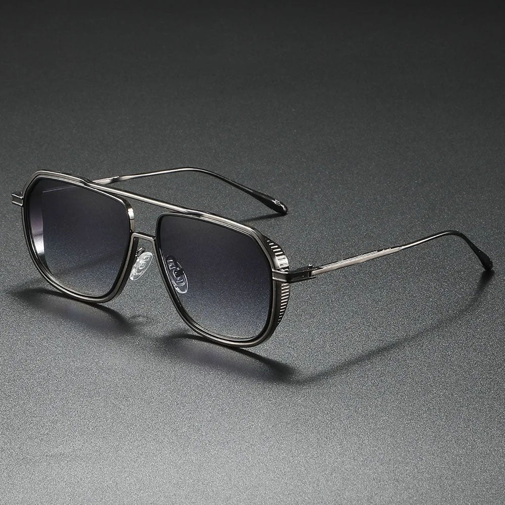 Sunglasses Metal Aviator Pilot Style Gradient Lenses - Black