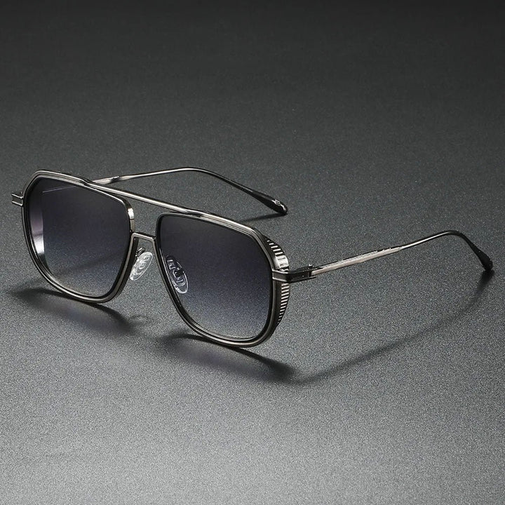 Sunglasses Metal Aviator Pilot Style Gradient Lenses - Black